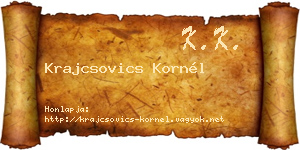 Krajcsovics Kornél névjegykártya