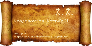 Krajcsovics Kornél névjegykártya